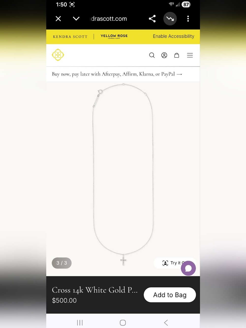 Kendra Scott Diamond 14k Silver Cross Pendant Necklace - Picture 9 of 11